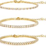 5 PCS Gold Bracelets for Women Teen Girls, 14K Real Gold Plated Adjustable Cubic Zirconia Dainty Tennis Anklet Bracelets Pack, Classic Bracelets Aesthetic Jewelry for Gift